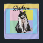 Kat Tuxedo Pastel Katten Vrouwen Pastel Meisjes Hu Bandana<br><div class="desc">Schattige Tabby Cat Pastel Paarse Lavendel Kleuren Patroon Kinder Meisjes/Jongens Keuken Schort,  met een volledig aanpasbare naam. Ontworpen van mijn originele kattenillustratie.</div>