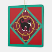 Kat Twaalf Dagen Gouden Kerstringen Keramisch Ornament (Links)