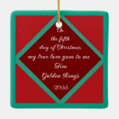 Kat Twaalf Dagen Gouden Kerstringen Keramisch Ornament (Achterkant)