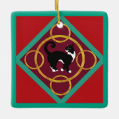 Kat Twaalf Dagen Gouden Kerstringen Keramisch Ornament (Voorkant)