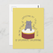 Kat Twaalfde dag 12 Drummers Drumming Kerstmis Briefkaart (Voorkant / Achterkant)