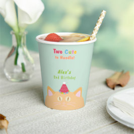 Kat "Twee Te Cute Om Aan Te Pakken" 2e Verjaardag Papieren Bekers