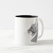 kat tweekleurige koffiemok (Voorkant rechts)