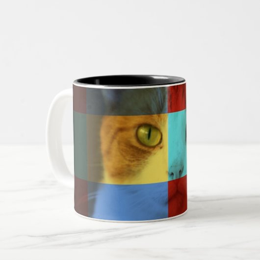 kat tweekleurige koffiemok (Voorkant links)
