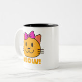 kat tweekleurige koffiemok (Voorkant links)