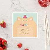 Kat "Two Cute to Handle" 2e Verjaardag Mintgroen Servet (Insitu)
