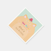 Kat "Two Cute to Handle" 2e Verjaardag Mintgroen Servet (Hoek)