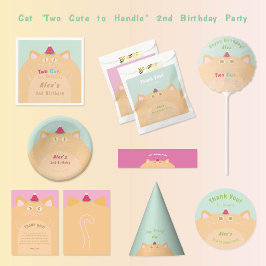 Kat "Two Cute to Handle" 2e Verjaardag Mintgroen Servet