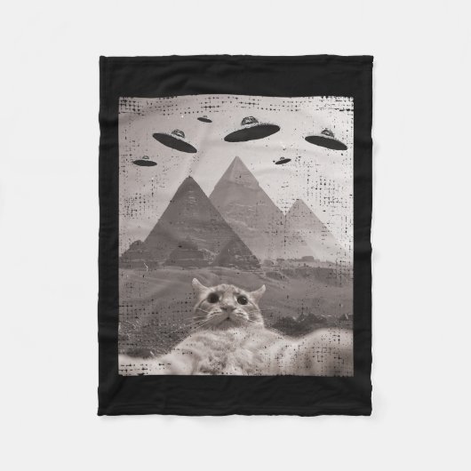 Kat Ufo Meme - Grappige Kat Selfie Met Ufos Fleece Deken (Voorkant)