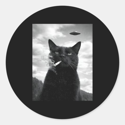 Kat Ufo Meme Selfie Alien Ronde Sticker (Voorkant)