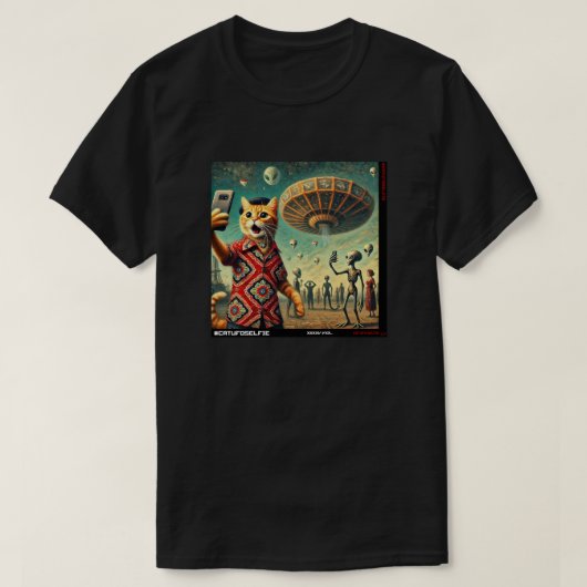Kat UFO Selfie: Cadeau van het katje #01 T-shirt (Design voorkant)