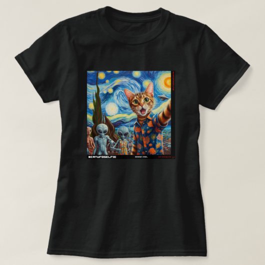 Kat UFO Selfie: Cadeau van het katje #01 T-shirt (Design voorkant)
