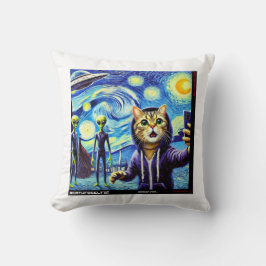 Kat UFO Selfie: Cadeau van het katje #03 Kussen