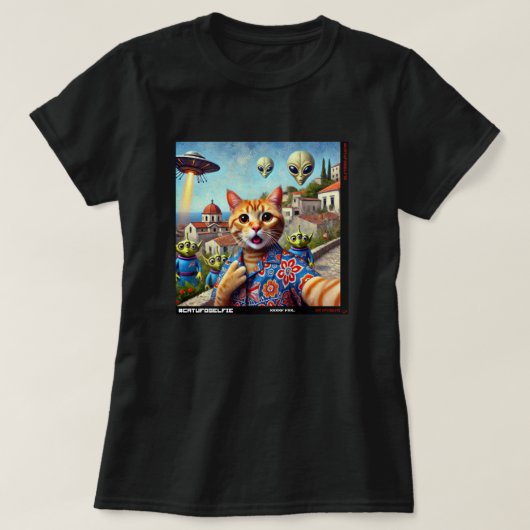 Kat UFO Selfie: Cadeau van het katje #03 T-shirt (Design voorkant)