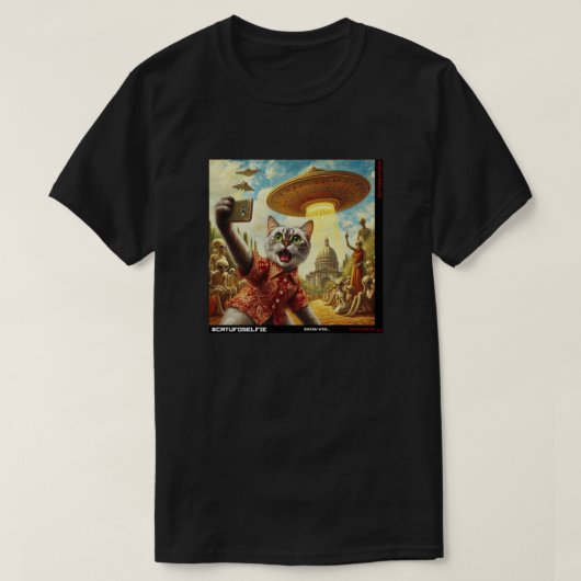 Kat UFO Selfie: Cadeau van het katje #03 T-shirt (Design voorkant)