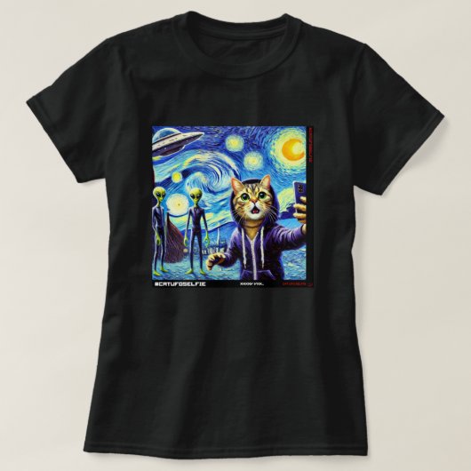 Kat UFO Selfie: Cadeau van het katje #06 T-shirt (Design voorkant)