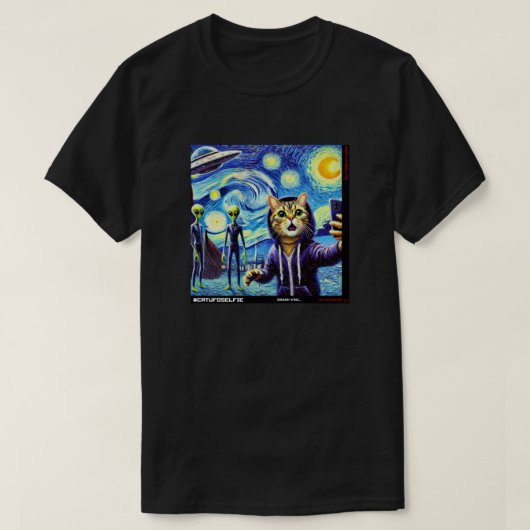 Kat UFO Selfie: Cadeau van het katje #07 T-shirt (Design voorkant)