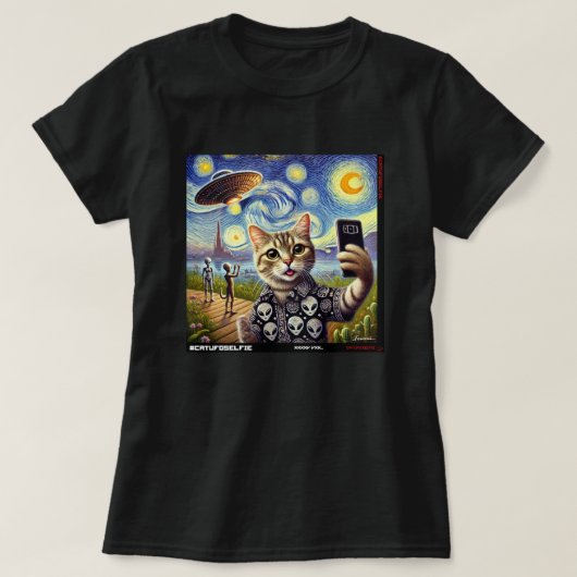 Kat UFO Selfie: Cadeau van het katje #07 T-shirt (Design voorkant)