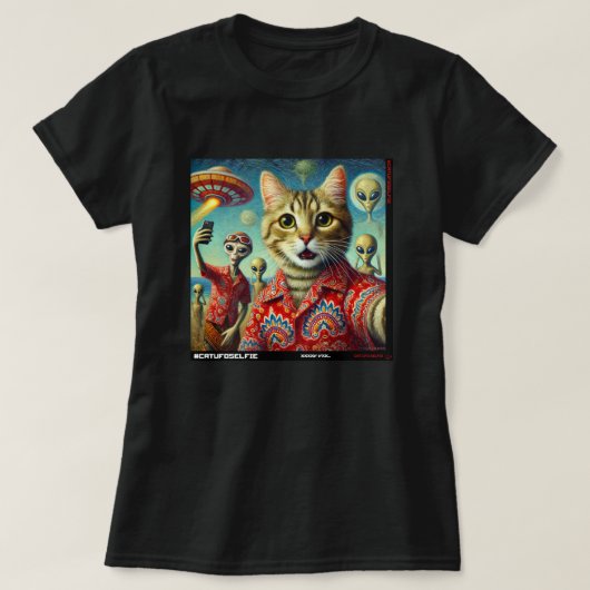 Kat UFO Selfie: Cadeau van het katje #08 T-shirt (Design voorkant)