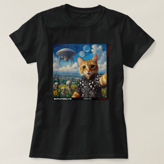 Kat UFO Selfie: Cadeau van het katje #09 T-shirt (Design voorkant)