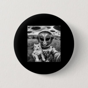 Kat Ufo Selfie Kat Buitenaardse Ontvoering Grappig Ronde Button 5,7 Cm