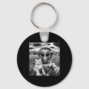 Kat Ufo Selfie Kat Buitenaardse Ontvoering Grappig Sleutelhanger