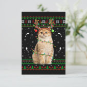 Kat Ugly Xmas Sweater Lighting Santa Cat Kerstmis Bedankkaart (Staand voorkant)