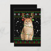 Kat Ugly Xmas Sweater Lighting Santa Cat Kerstmis Bedankkaart (Voorkant / Achterkant)