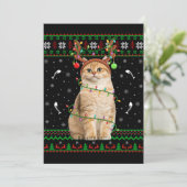 Kat Ugly Xmas Sweater Lighting Santa Cat Kerstmis Kaart (Staand voorkant)