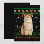 Kat Ugly Xmas Sweater Lighting Santa Cat Kerstmis Kaart (Voorkant / Achterkant)