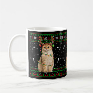 Kat Ugly Xmas Sweater Lighting Santa Cat Kerstmis Koffiemok