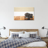 Kat uit de kom canvas afdruk (Insitu (Slaapkamer))