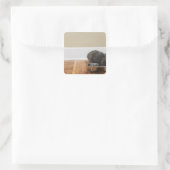 Kat uit de kom vierkante sticker (Tas)