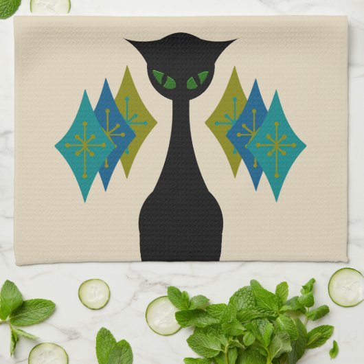 Kat uit de middeleeuwse moderne keukenhanddoek (Gevouwen)