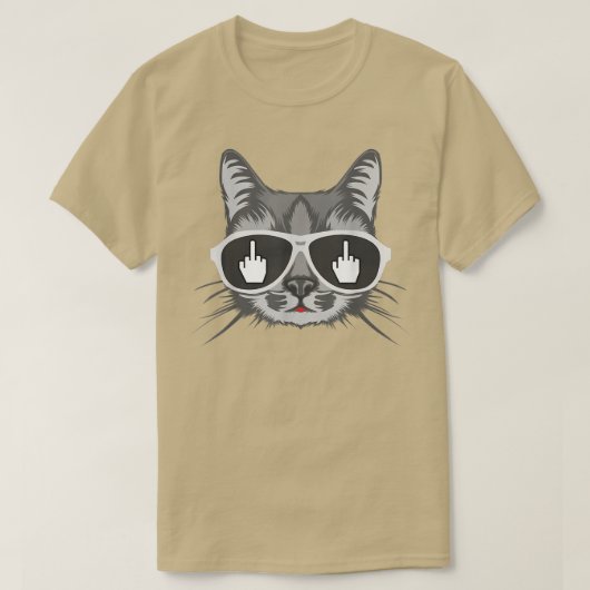 Kat uit, middelvinger t-shirt (Design voorkant)