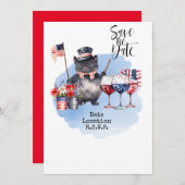 Kat uitnodiging voor 4 juli save the date Amerika (Voorkant / Achterkant)