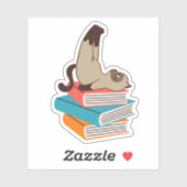 Kat uitrekken op boeken sticker (Vel)