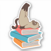 Kat uitrekken op boeken sticker (Voorkant)