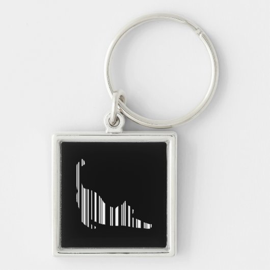 KAT UITTREKKENDE BARCODE Huisdier Barcode Patroon Sleutelhanger (Voorkant)