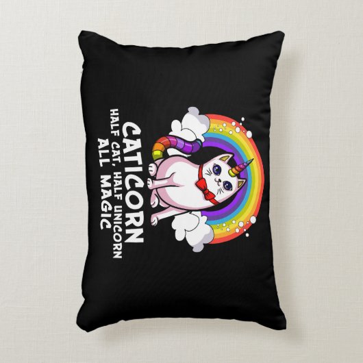 Kat Unicorn Magische Caticorn Kitten Regenboogpale Accent Kussen (Voorkant(Verticaal))