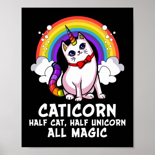 Kat Unicorn Magische Caticorn Kitten Regenboogpale Poster (Voorkant)