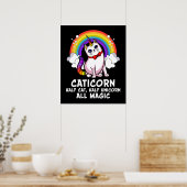 Kat Unicorn Magische Caticorn Kitten Regenboogpale Poster (Keuken)