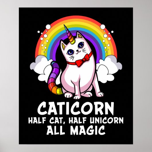 Kat Unicorn Magische Caticorn Kitten Regenboogpale Poster (Voorkant)