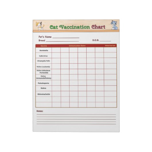 Kat Vaccinatiekaart Notitieblok (Linkerzijde)