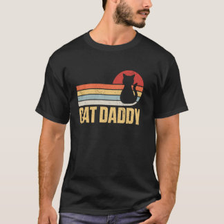 Kat Vader Horizontale Strepen Retro Zonsondergang  T-shirt