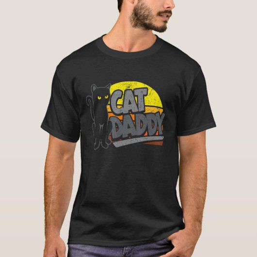 Kat Vader Oude Zonsondergang Retro Versleten Vader T-shirt (Voorkant)