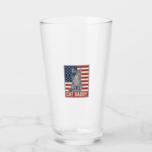 Kat Vader Patriottische Kat Vector Design_1 Glas (Voorkant)