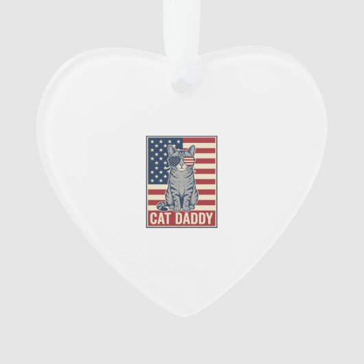 Kat Vader Patriottische Kat Vector Design_1 Ornament (voorkant)