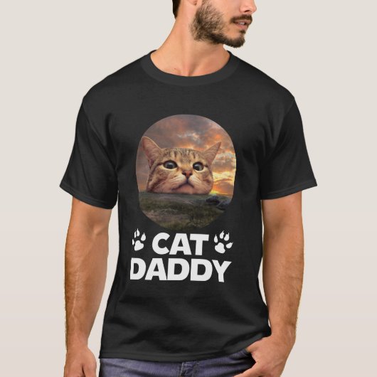 Kat Vader Zonsondergang Grappige Kitty Vaderdag Ka T-shirt (Voorkant)