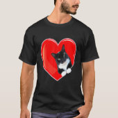 Kat-Valentijn van Tuxedo, hart voor keuken- en kat T-shirt (Voorkant)
